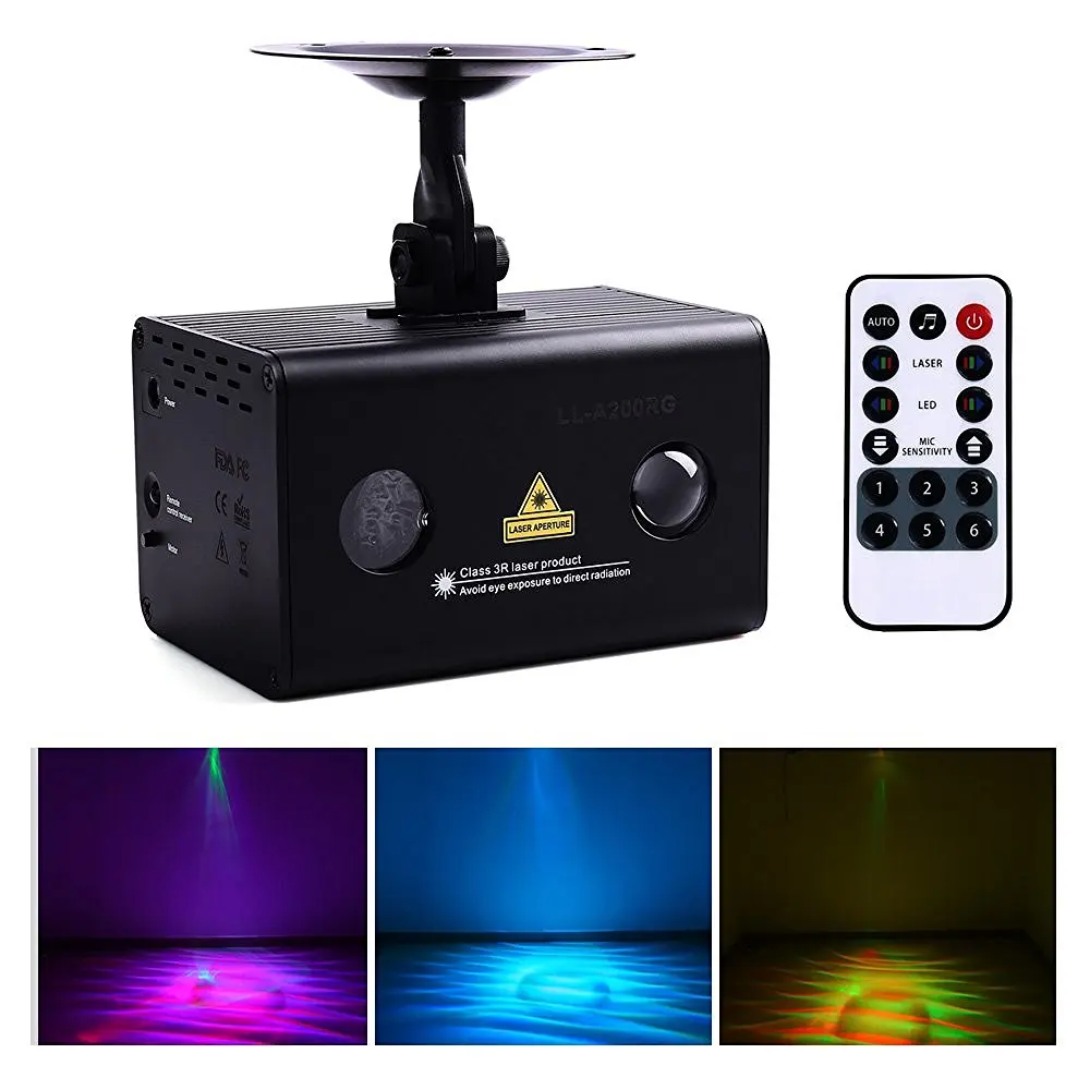 Red Green Aurora Laser Galaxy Wavy LED Light Stage Projector Wireless