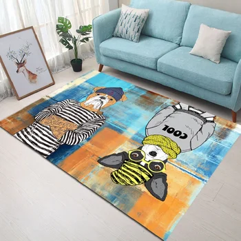 

Nordic living room carpet bedroom bedside rug cartoon Rectangular floor mat velvet printed non-slip carpet 140x200cm door mat