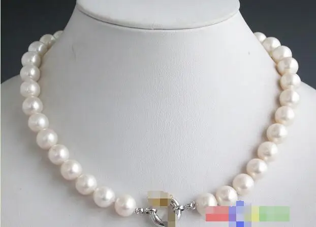 

FREE SHIPPING HOT sell new Style >>>>AA++ 17" 12mm ROUND white FRESHWATER PEARL NECKLACE