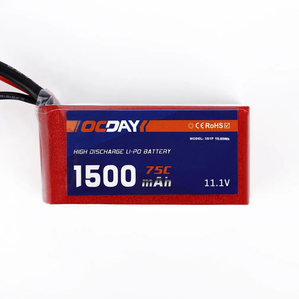 Battery of Mini Drone Headless OCDAY 11 1V 1500mAh 75C Lipo Battery XT60 Plug for 150