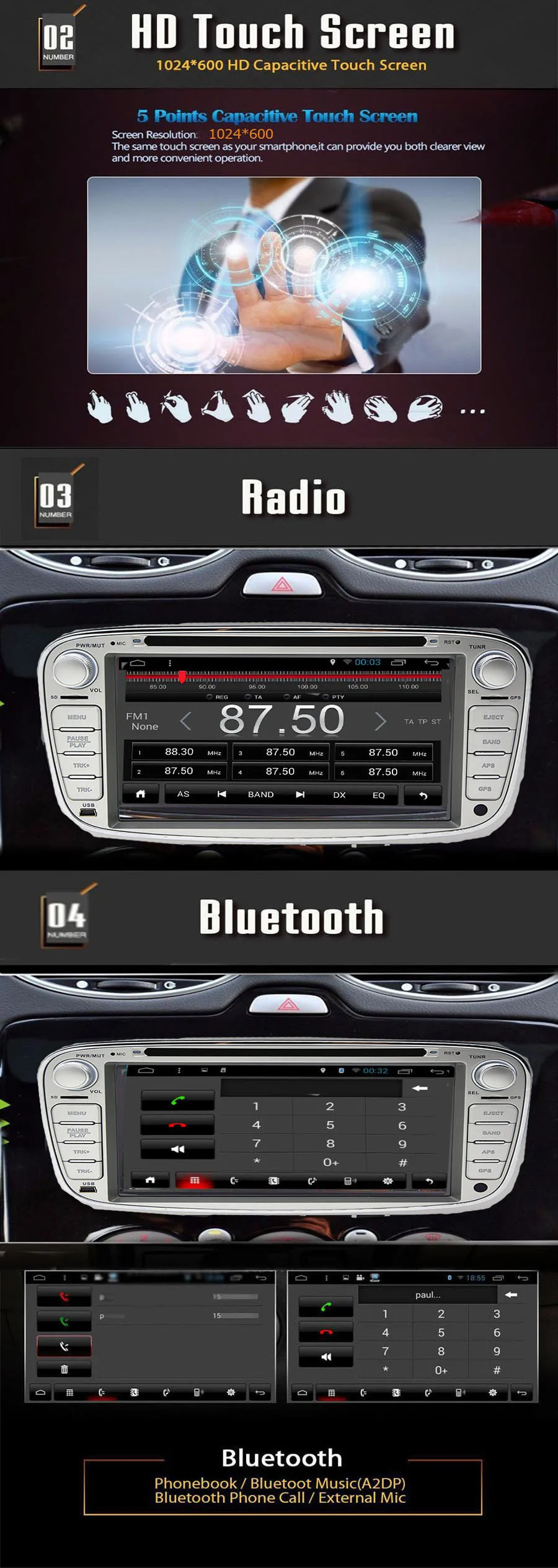 Perfect Double 2 Din Car DVD Player GPS Navi for Ford Focus Mondeo Galaxy 3G Audio Radio Stereo Head Unit BT iPod RDS Can-Bus  map CAM 2