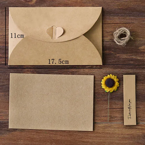 17,5X11 см 1 комплект винтажный крафт-бумажный конверт ручной работы цветочный конверт карта с бумажной наклейкой подарочные Канцелярские конверты - Цвет: L sunflower