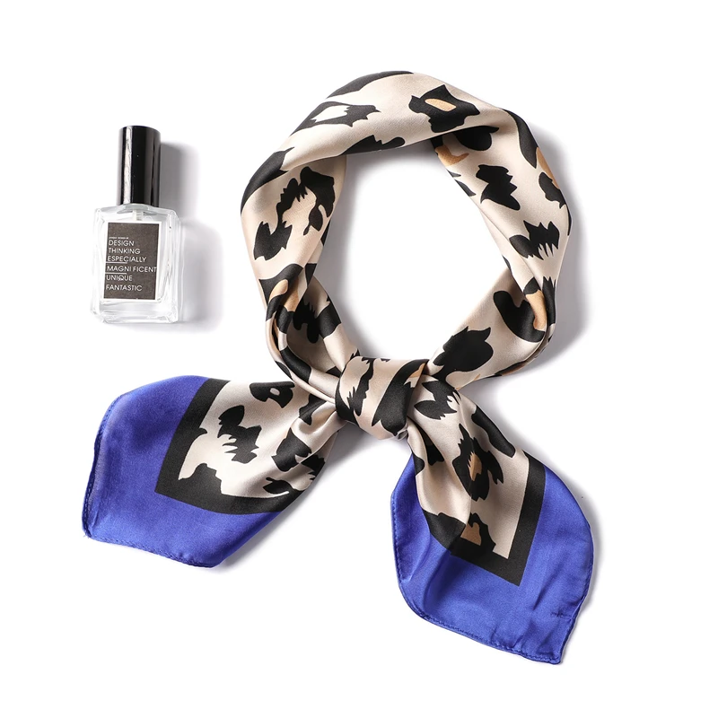 

Silk Scarf Women Leopard Print Scarves Square Foulard Scarfs for Ladies Summer Modish Skinny Shawls and Wraps 2019