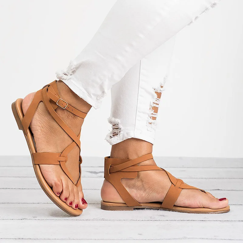 Women Sandals 2019 Fashion Bandage Gladiator Sandals Summer Shoes Woman Casual Rome Style Flat Sandals Beach Chaussures Femme