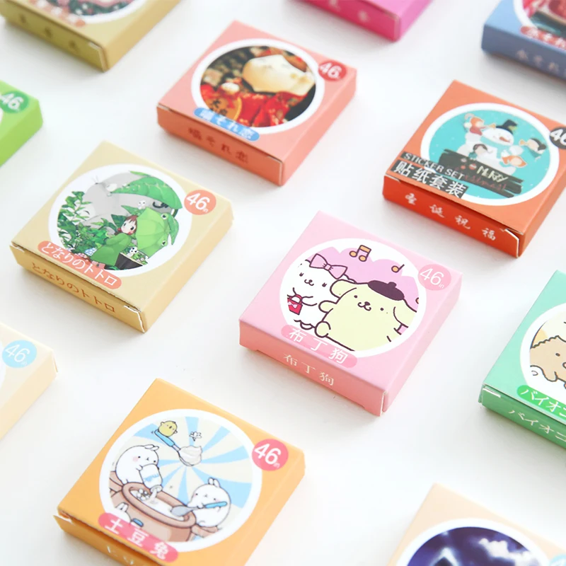 

46pcs/pack Cute Kawaii Various DIY PVC Paper Decorative Stickers Diary Album Stick Label Decor Paper Adhensive Decor