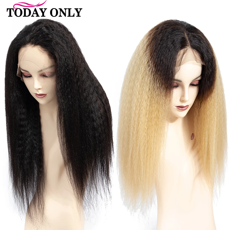 

TODAY ONLY Brazilian Kinky Straight Lace Front Wig Ombre Short Human Hair Wigs For Black Women 13x4 Blonde Lace Front Wig Remy