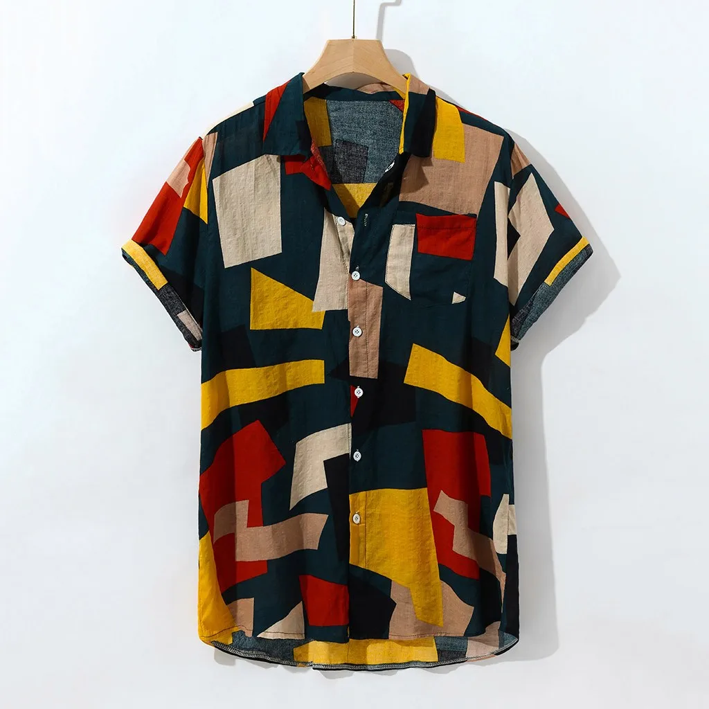Manga de ropa de marca botones camisas remera Hawaiana para hombre Casual camisa masculina playa corta camisas # g30