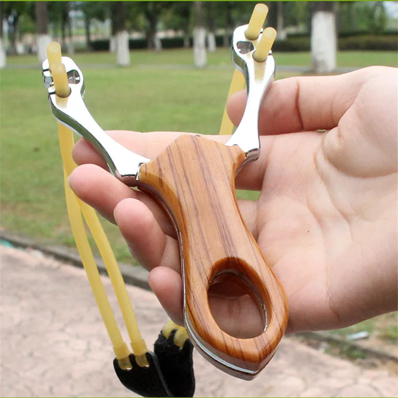 

Hot hunting alloy slingshot camouflage bow with rubber band precision sight outdoor sling shooting adult game 2019 new