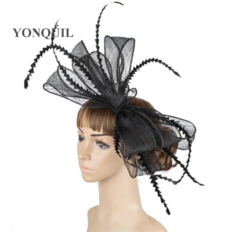 Розовый sinamay millinery Коктейльная шляпа основа Чародейка головные уборы вечерние для торжественных случаев Свадебные перьевые аксессуары Высокое качество MYQ035