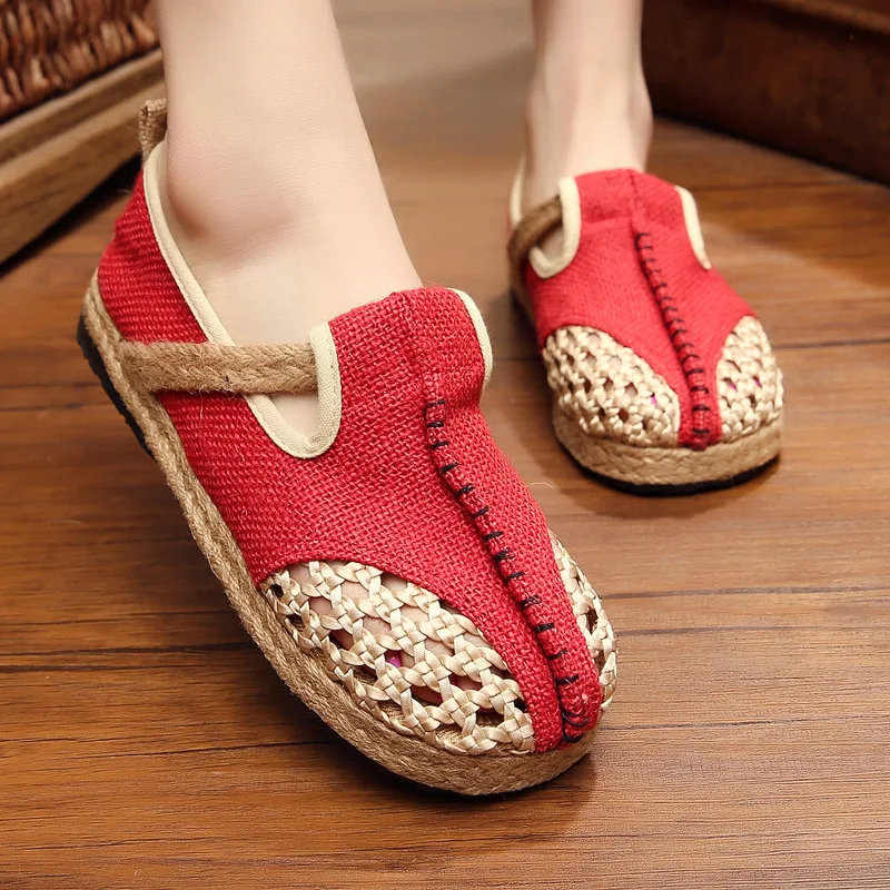 Rayé Plat Casual Femmes Baleriny Gril Respirant Slip or gris Chaussures Sandales Clair Creux Sur Chaude Talon Lin 2018 Étudiant wYWqx5Azw