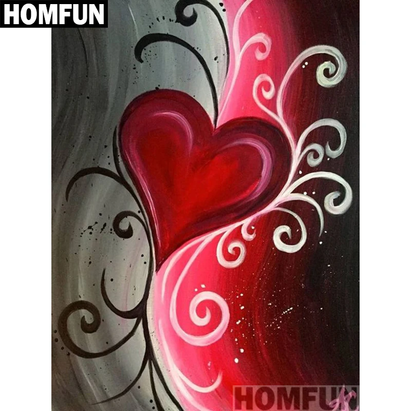 Алмазная живопись HOMFUN A00900 картина Красное сердце с полными квадратными/круглыми