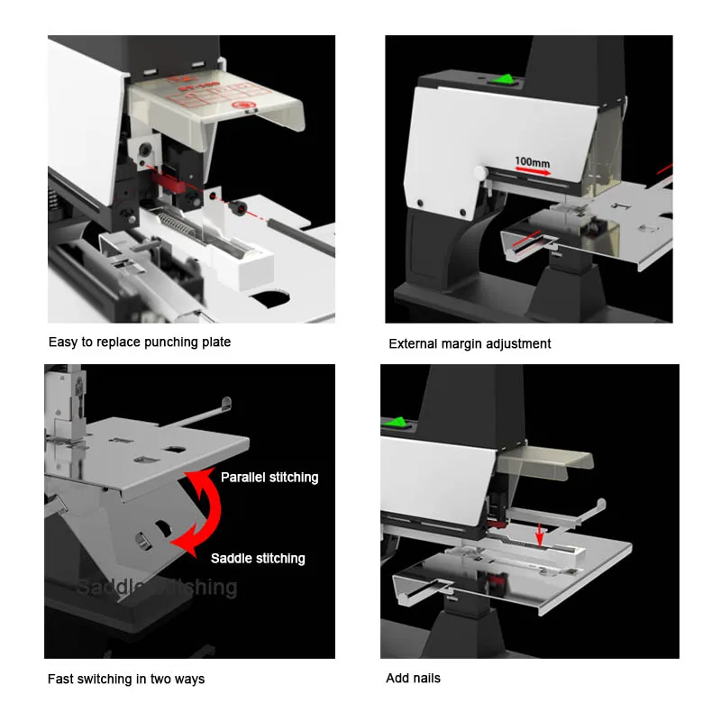 Руководство степлер седло сшивание и параллельная Строчка 2 в 1 учебник степлер переплет Толщина 60 листов SH-04 Высокое качество