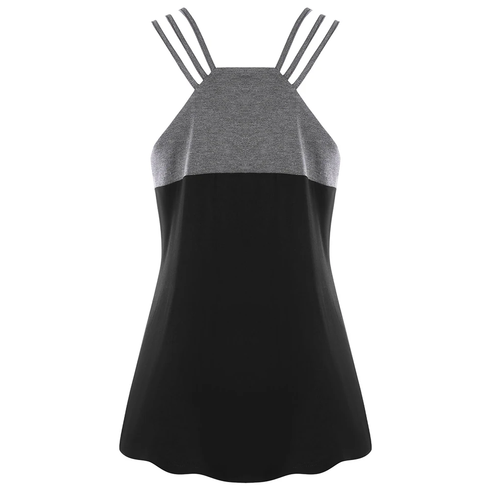 VESTLINDA Plus Size 5XL Summer Women Cami Spaghetti Strap Print Graphic Top Chains Embellished Strappy Tank Top Big Size Clothes 8