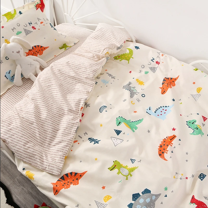 2pcs A Set) Customize Baby Bed Quilt Cover And Pillowcase Cotton Kids Bedding Set Dinosaur Unicorn Design Baby Bed Linen