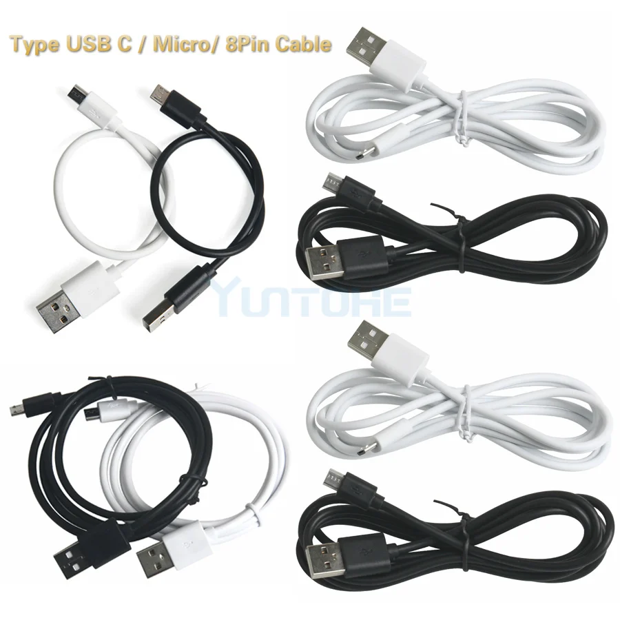 

100pcs Type USB C Cable for Huawei HTC Samsung 8PIN USB Cord for IPhone 2A Micro USB Adapter for Android Phone 0.25m 1m 2m 3m