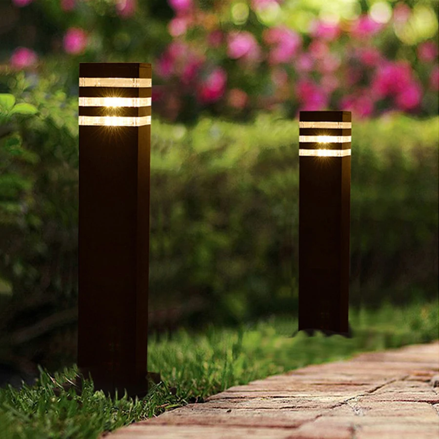 Jardim ao ar Lâmpada de Alumínio Thrisdar Livre Caminho Gramado E27 Villa Pátio Pilar Paisagem Parque Rua Bollard Luz 16 de alumínio paisagem parque rua bollard luz