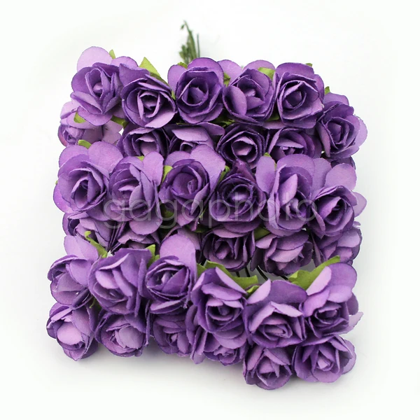Красивый 144 X Фиолетовый Мини Искусственные бумажные розы цветок Свадебная Открытка Декор DIY