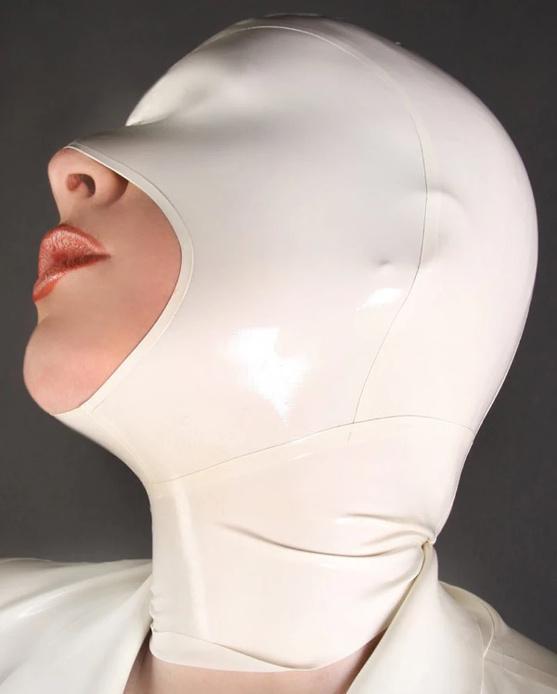 New Arrive Latex hood mask With Back Zipper Fetish Rubber Mask Open