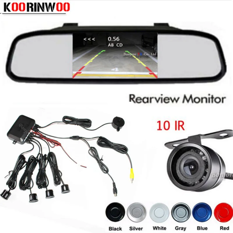 

Dual Core Car Parking Sensor 4 Radars 4.3" Mirror Monitor Auto Display 10 Ir Infrared Led Lights Night vision Rear View Camera
