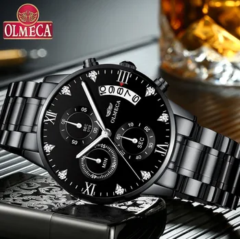 

OLMECA Hot-sell Luxury Brand Watches Men 2018 New Fashion Casual Dress Chronograph relogio masculino Waterproof 30m Watches