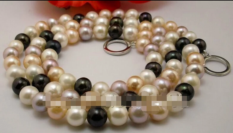 

Free shipping >>>>>9-10mm natural multicolor pearl necklace(4 length can choose)