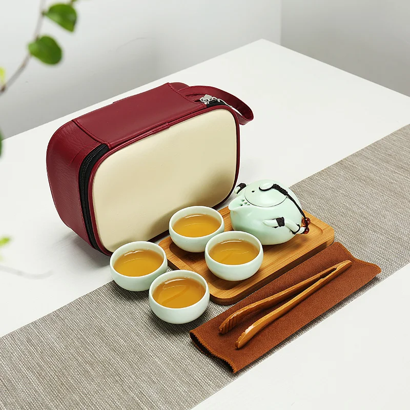 1 горшок 2/4 чашки дорожная сумка Ding kiln чайные наборы портативный дорожный чайный набор, быстрая чашка, чайник, Gaiwan. Чайный набор кунг-фу