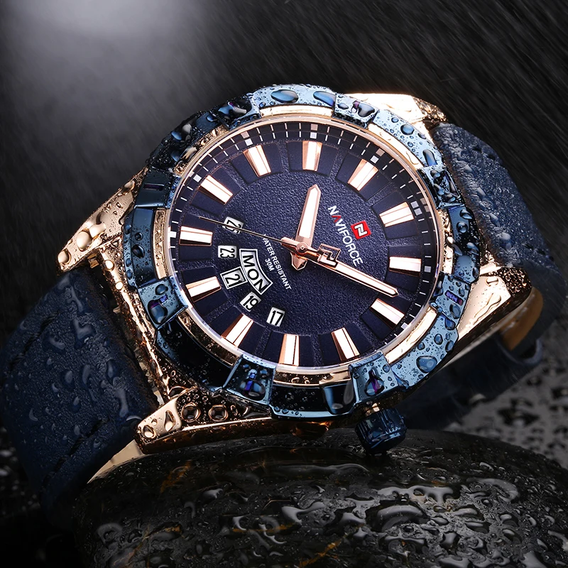 

NAVIFORCE Top Brand Men Fashion Sports Watches Men's Quartz Wristwatch Date Clock Man Waterproof Leather Strap Relogio Masculino