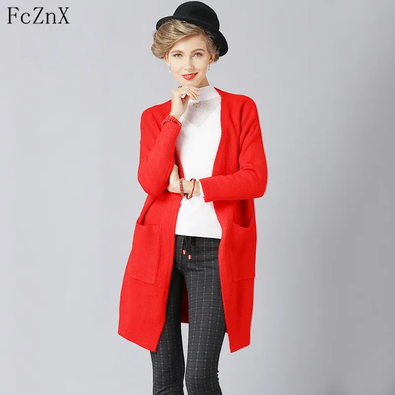 Hot Sale Women Long Cardigans Winter Thick Open Stitch Knitting Sweater