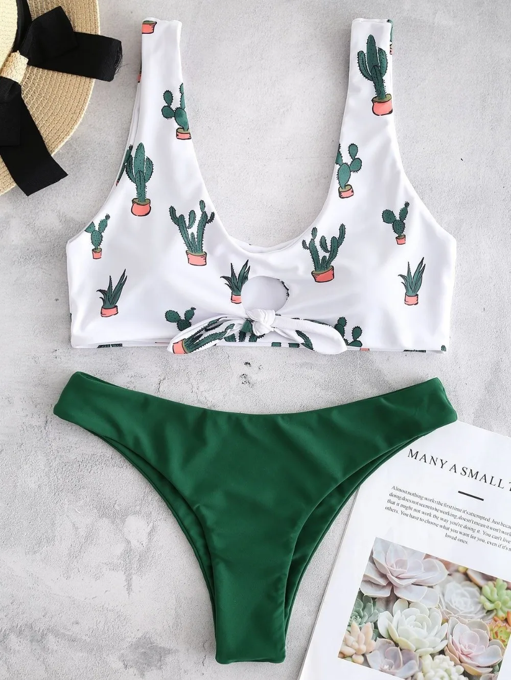 OULING Cactus Print Micro Tanga Bikini Mujer 2018 Push Up Biquini Sexy Thong Bathing Suit Women Swimming Wear Two Piece Swimwear