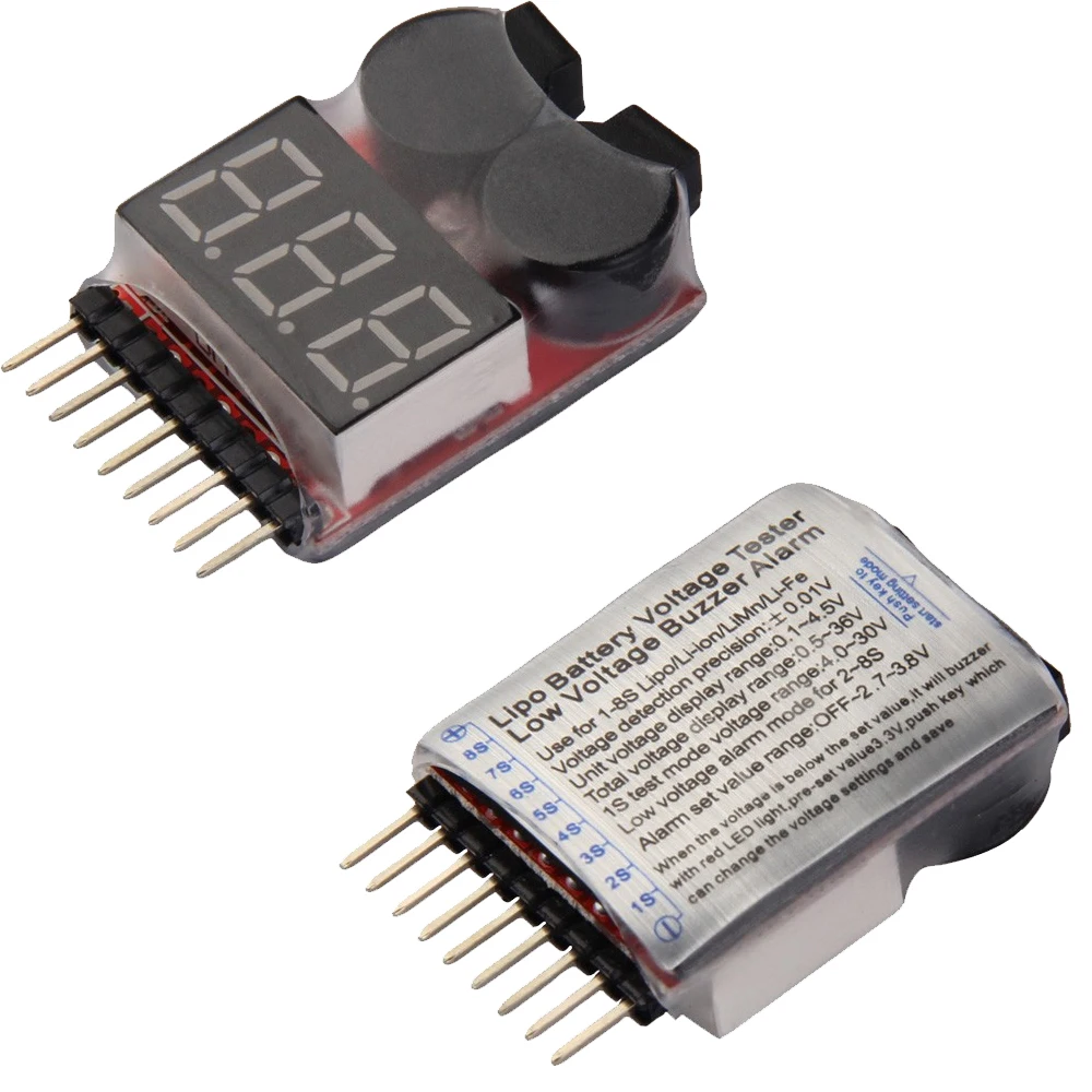 5pcs lot 1 8S LED Lipo Voltage Indicator Checker Tester Low Voltage Buzzer Alarm
