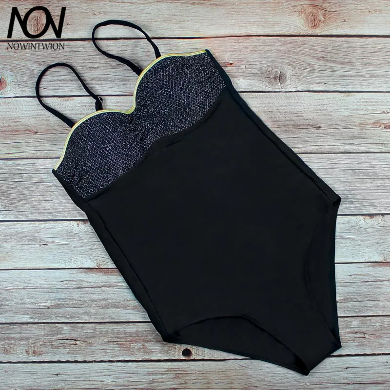 One Pieces Swimwear New Arrival Swimsuit Sexy Bordered Push Up Beach Wear Patchwork Bodysuit Women Mesh Staggered Swimwear