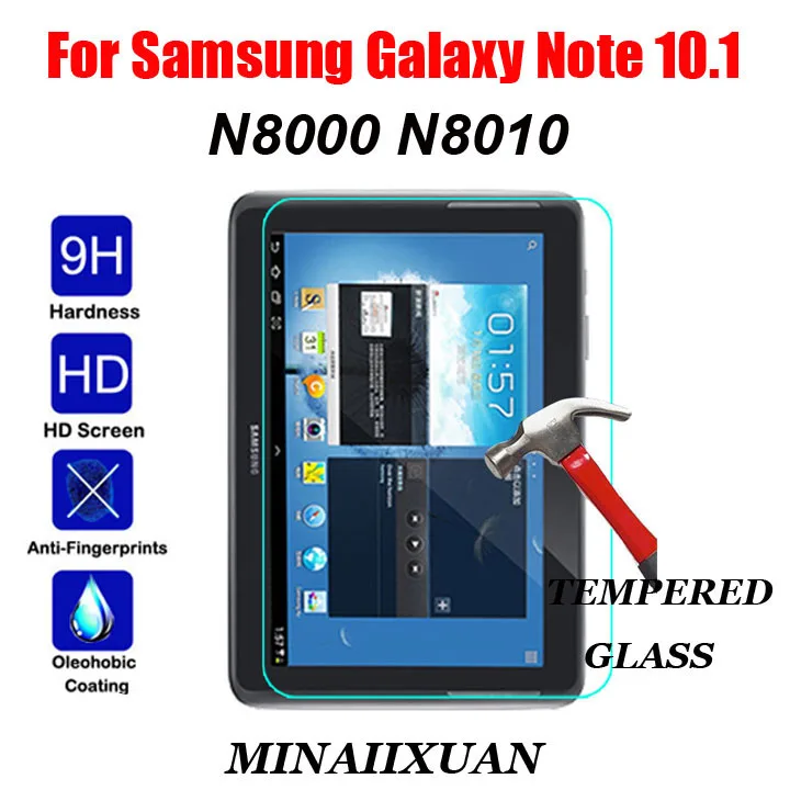 2 шт. 9 H взрывозащищенные закаленное Стекло для samsung Galaxy Note 10,1 N8000 N8010 10,1 дюймов фильм ясно Экран защиты