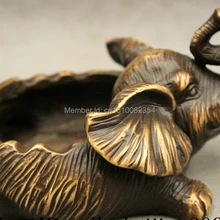 Народные Китайский Чистая Бронзовый JiXiang Слон Благоприятный Голова Статуи Чаша Пепельница