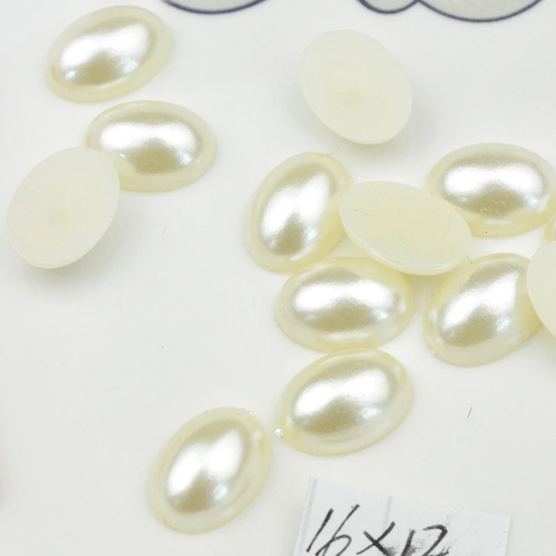 

FLTMRH 8*6mm Ivory/White Craft ABS Imitation Oval Shape Half Pearls Flatback Pearls Resin Scrapbook Beads Decorate Diy