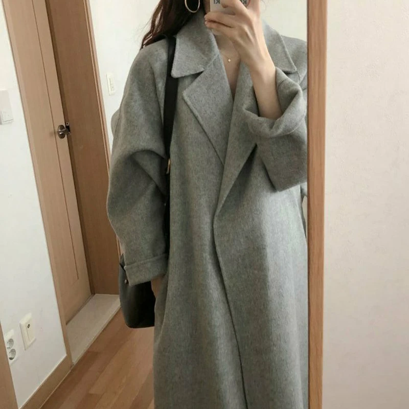 Sharezz новинка Женская Корейская зимняя Длинная Верхняя одежда Пальто свободные кардиганы с длинным рукавом манто Femme Hiver элегантное пальто