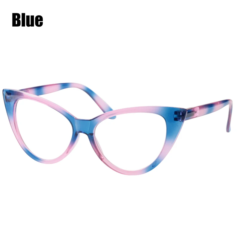 SOOLALA очки для чтения Для женщин очки формы "кошачий глаз" в полный оправы для очков+ 0,5 0,75 1,0 1,25 1,5 1,75 2,0 2,5 2,75 3,0 3,5 4,0 4,5 5,0 - Цвет оправы: Blue