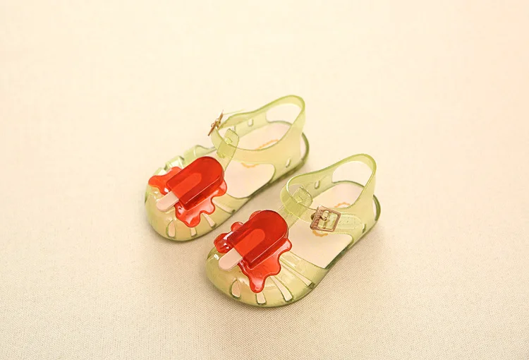 Детская прозрачная обувь для Обувь для девочек/Обувь для мальчиков Сандалии для девочек фруктовое мороженое крем мармелад Сандалии для девочек Дети Детская мода Водонепроницаемый пляжная обувь - Цвет: yellow