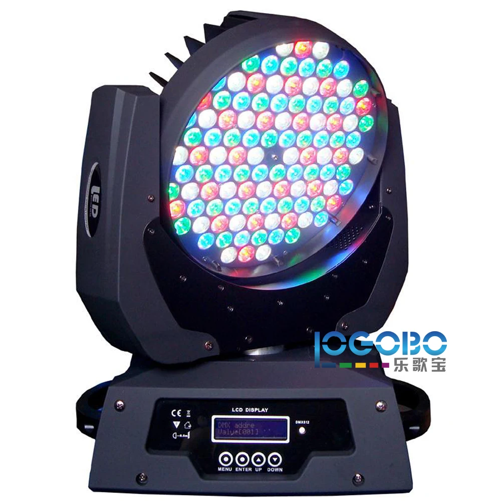 

Free Shipping Stage Moving Head 108X3W Washer DMX Controladora RGBW Color LED Moving Head Wash DJ Projetor Party Disco Lightings