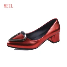 Buckle Pointed Toe Thick Heels Women Pumps Fashion Vintage High Heel Shoes Office Wedding Shoes European Style Valentine Shoes цена Buckle Pointed Toe Thick Heels Women Pumps Fashion Vintage High Heel Shoes Office Wedding Shoes European Style Valentine Shoes цены онлайн