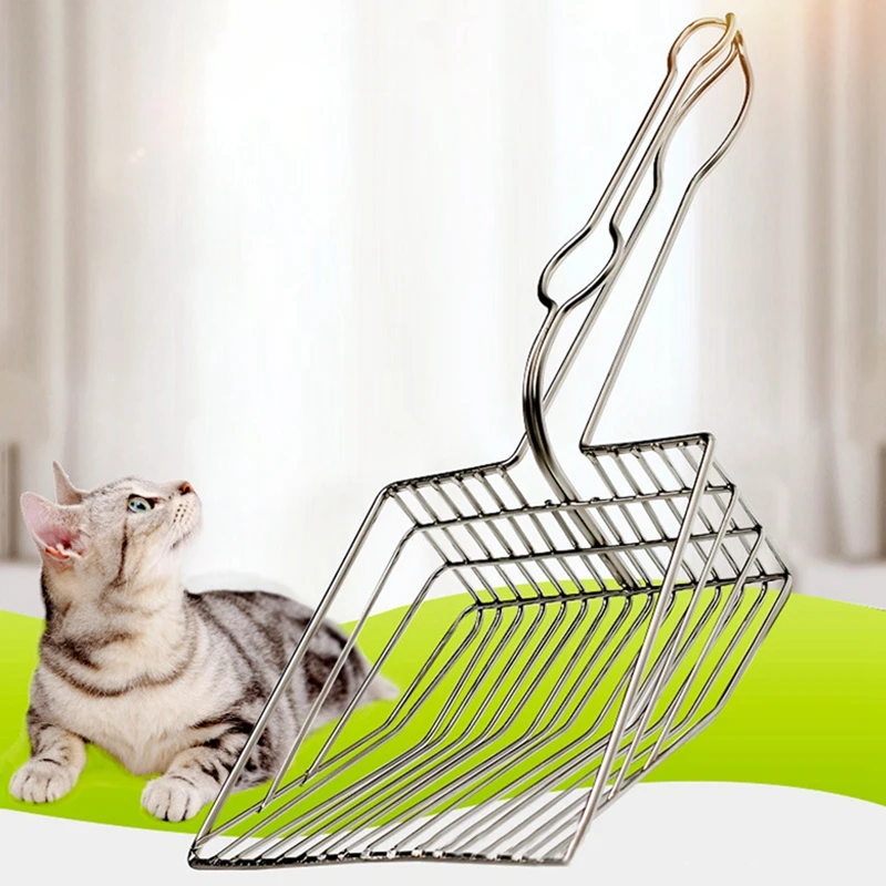 

Cat Litter Cleaning Tool Stainless Steel Scoop, Durable Kitten Poop Litter Boxes Shovel, Easy to Clean