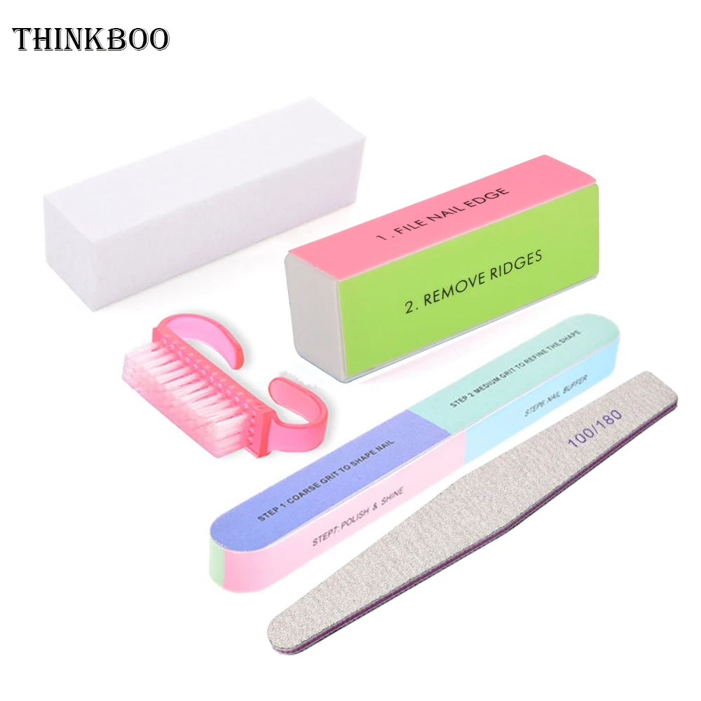 Thinkboo 5 шт. пилки для ногтей буферная кисть Набор инструментов маникюра аксессуары