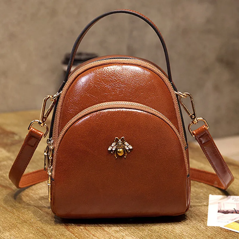 

WoMen's mochila high quality PU Leather Shoulder Bag New New Small Beautiful Little Bee Backpack Free Shipping