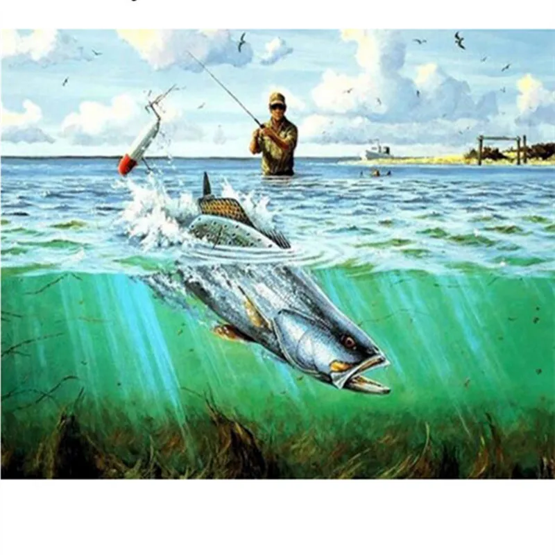 Full round Diamond 5D DIY Diamond Painting fishing Embroidery Cross