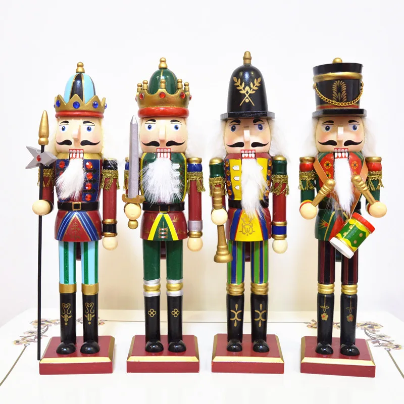 

4PCS\set30CM British style Nutcracker Puppet Soldier Wooden Doll Toy Kid's Room Decoration Ornament Bar Decoration Creative Gift