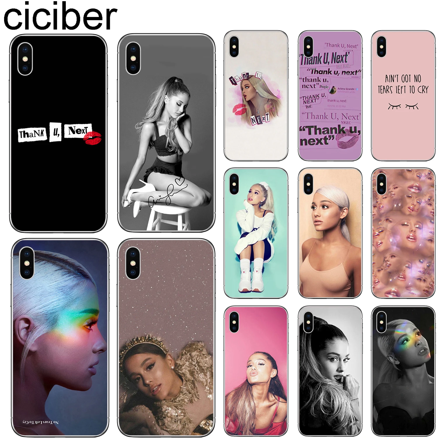 

ciciber Singer Ariana Grande Cover for Iphone 7 8 6 6S Plus 5S SE Clear Soft TPU Phone Case for Iphone X XS MAX XR Funda Coque