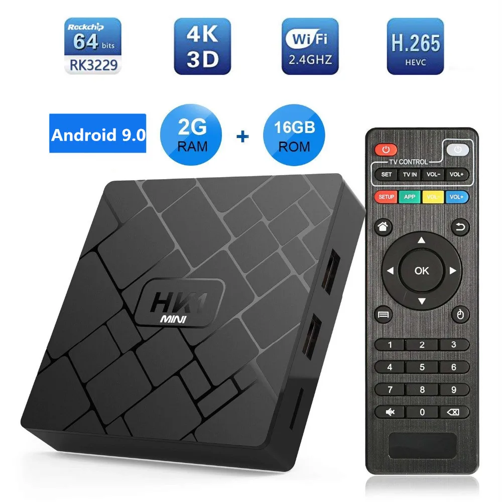 HK1 Мини Android 9,0 Smart tv BOX RK3229 четырехъядерный 2 Гб 16 Гб H.265 WiFi 4K медиаплеер HK1mini Netflix телеприставка PK H96 MAX