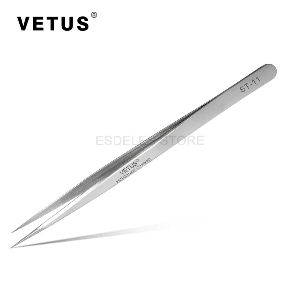 100% Genunie VETUS ST-11 Пинцет Нержавеющая сталь ресницы расширение Высокая точность