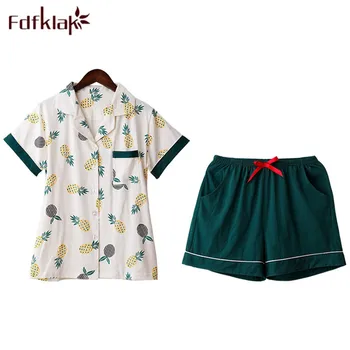 

Fdfklak New Sleep Clothes Pijama Women Pajamas Sets Two Piece Summer Sleepwear Set Short Sleeve Home Clothes Pyjama Femme Q1238