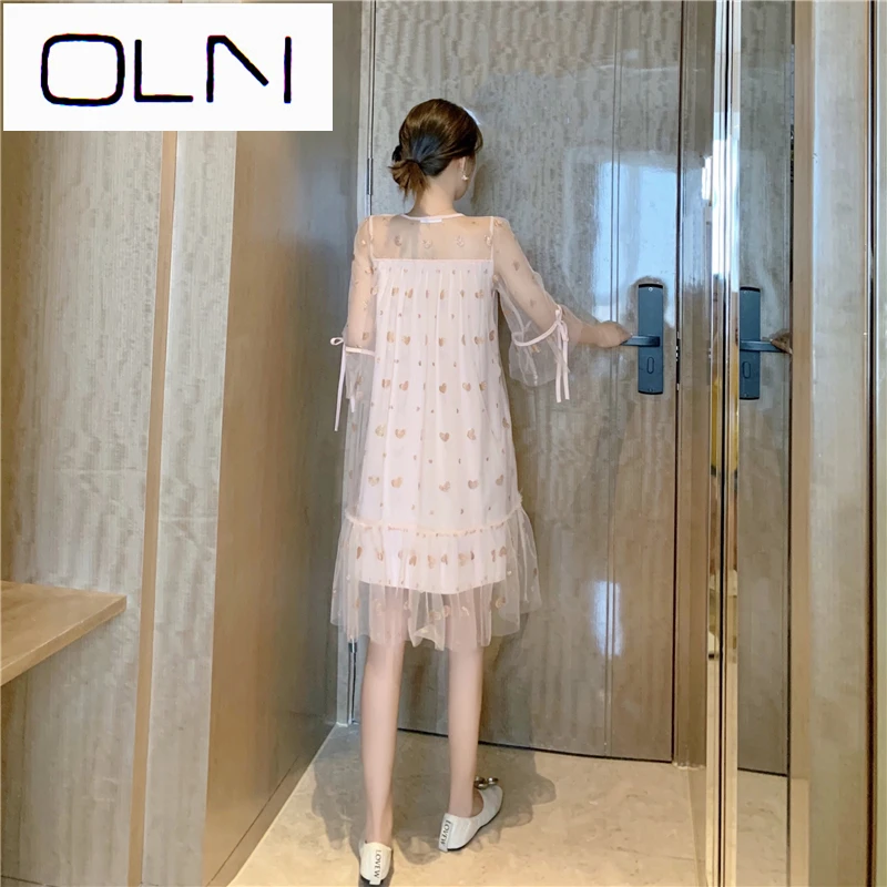 Платье в Корейском стиле; vestidos; Новое поступление; сезон лето; ; очень милое Сетчатое платье в Корейском стиле