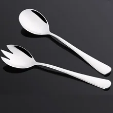free shipping spoon and fork Stainless steel tableware salad fork powder spoon side cochleare fruit fork set fork spoon 2 pieces